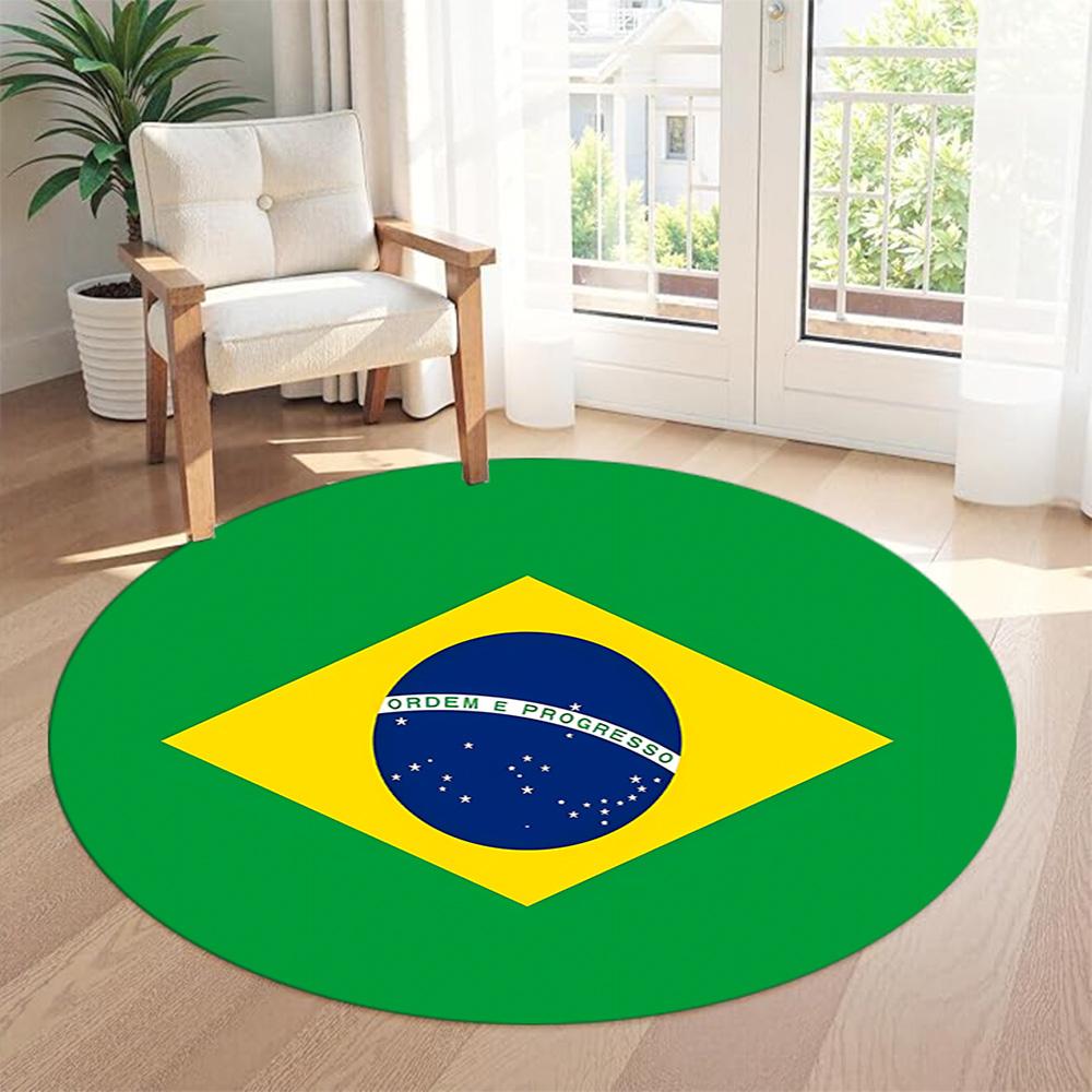 Flag Round Area Rug Suitable for Game Room Dining Room Balcony Dormitory Anti-slip Round Rug Decorate Offices Spiritual Gift