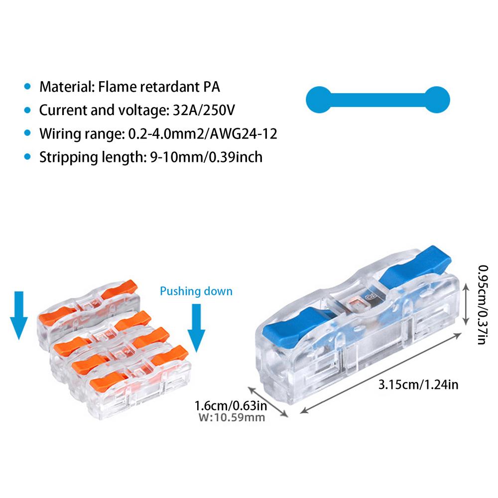 

Lever Wire Connectors Lever Terminal Splicing Inline 1 To 1 Connector Quick Conductor Combination Compact Splicing Wire синій