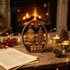 Rustic Xmas Tabletop Decor 3Pcs Christmas Santa Claus And Tree Ornaments, Wooden Oval Table Boxwood Ornaments Centerpiece, Solid Wood Desktop Ornament