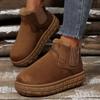 Women's Faux Suede Fuzzy Snow Boots Winter Chunky Platform Anti-Slip Ankle Booties With Faux Fur Lined for Women Comfort Warm Walking Mini Short Boot