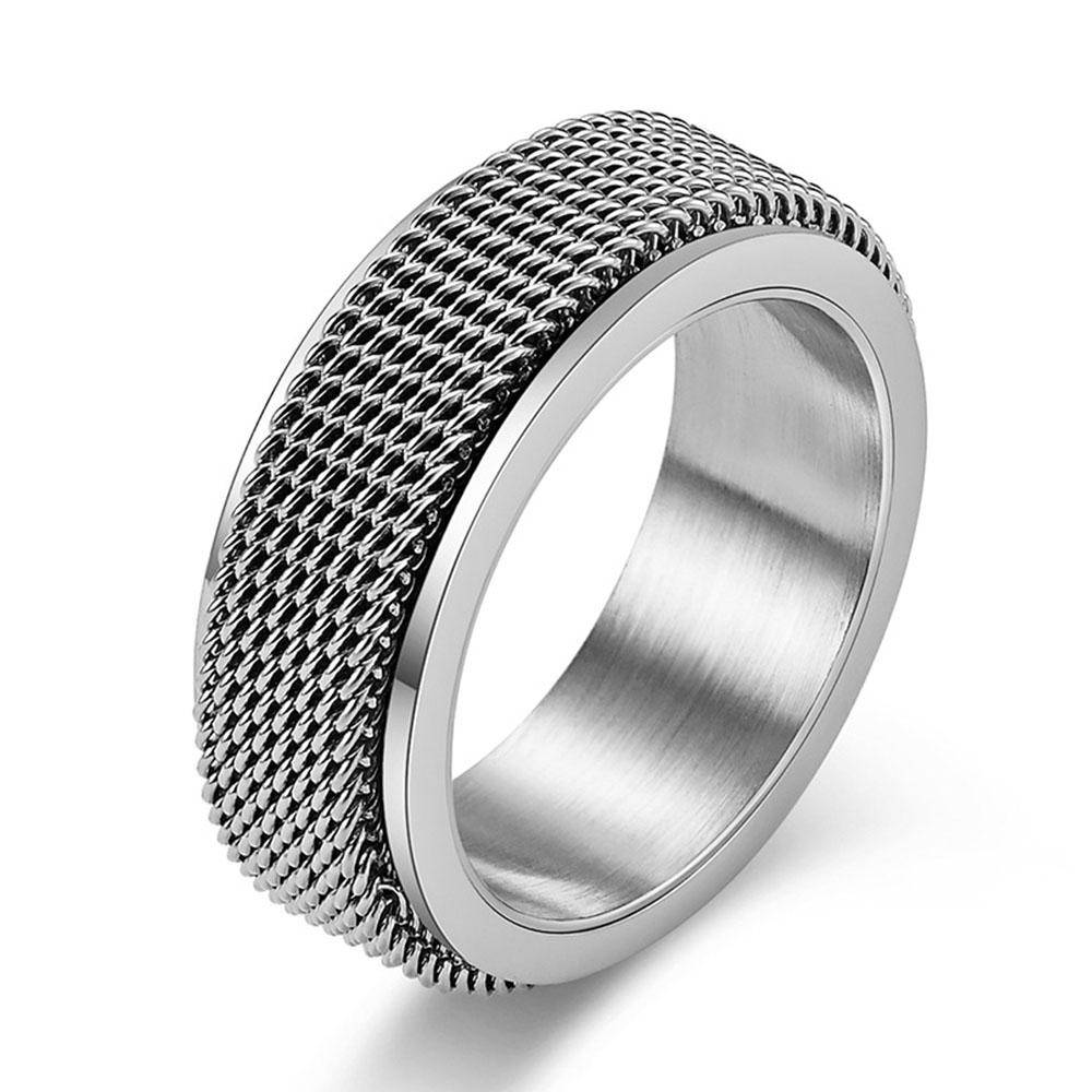

Neutral Cold Style Titanium Steel Woven Mesh Rotating Decompression Ring Personality Men and Women Stainless Steel Hand Jewelry 12