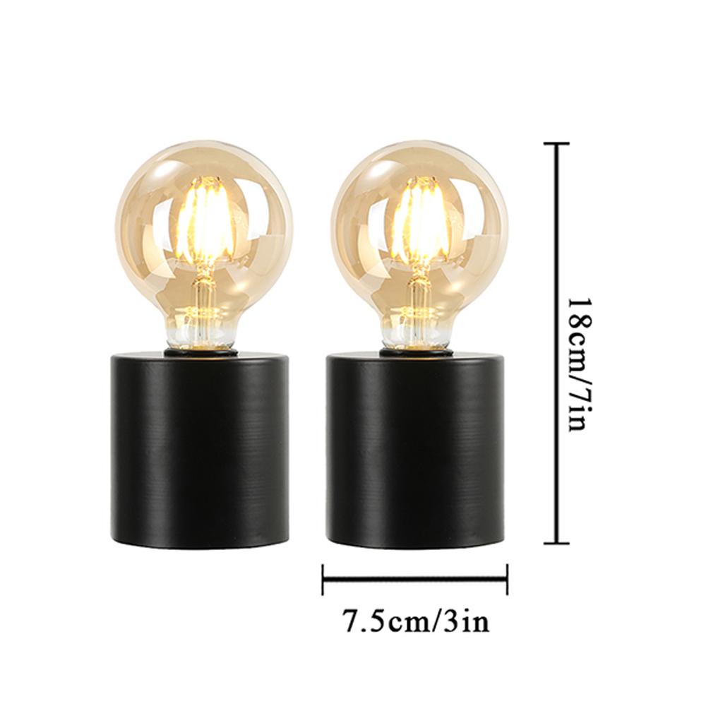 2Pcs Black Battery Powered Table Lamp Wireless Lamps Cordless Light Bedside Lights Candle Holder for Bedroom Wedding Home Decor