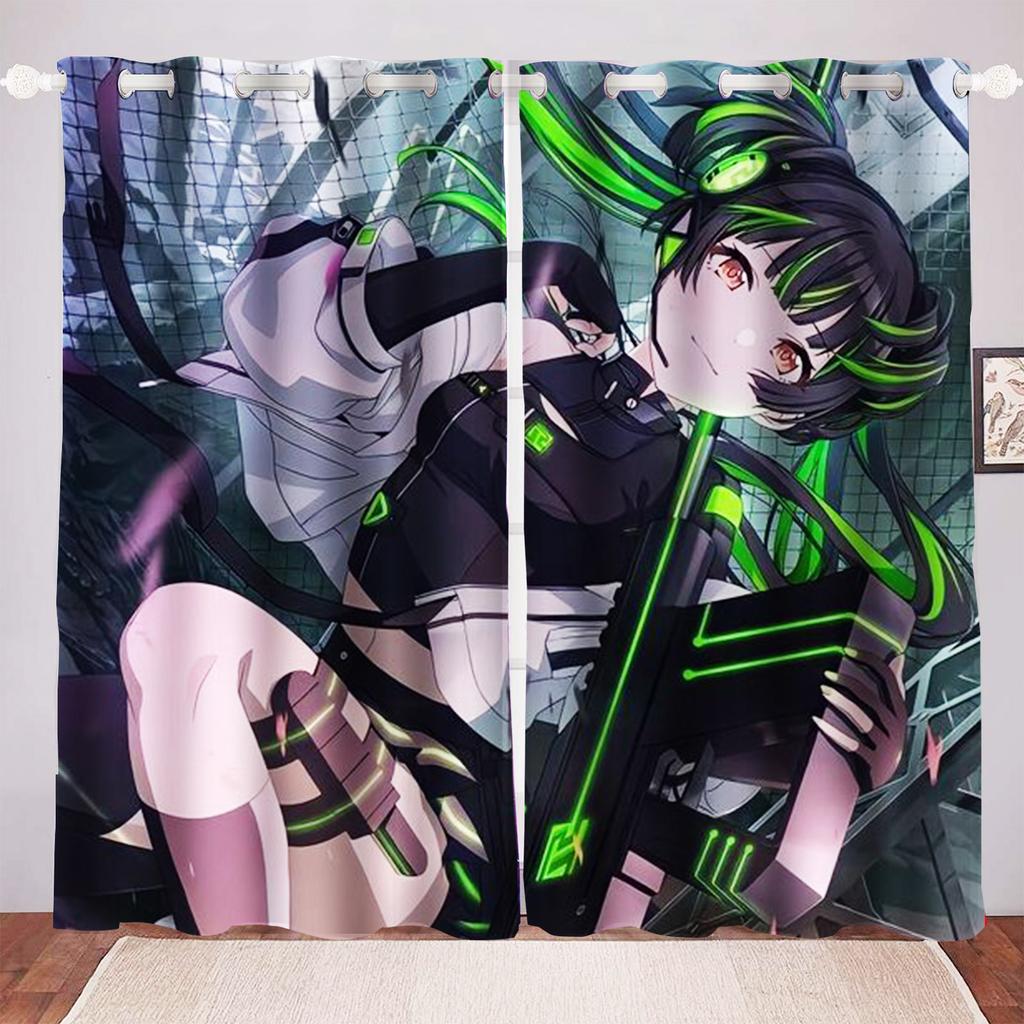 Anime Girl Digital Print Curtain Cartoon Window Animation Bedroom Fashion Style Cute Home Decoration Polyester Curtains Light Blocking Made Of Decor