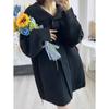 Herbst Schwarz Revers Gestrickte Pullover Jacke Frauen Vintage Lose Beiläufige Strickjacke Frauen Mode Träge Stil Winter Pullover 28527
