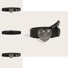 Leather Belt With Heart Buckle For Casual Youth Fashion