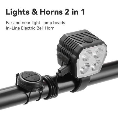 120dB USB Charge Bicycle Horn Light Bicycle Headlight 2 In 1 Bicycle Headlight 4LED for Outdoor Mountain Bike Accessories