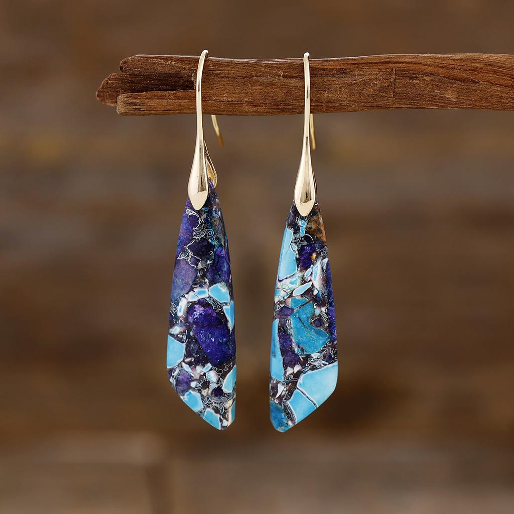 Luxury New Bohemian Emperor Stone Geometric Pendant Earrings Earrings European and American Popular Natural Stone Jewelry