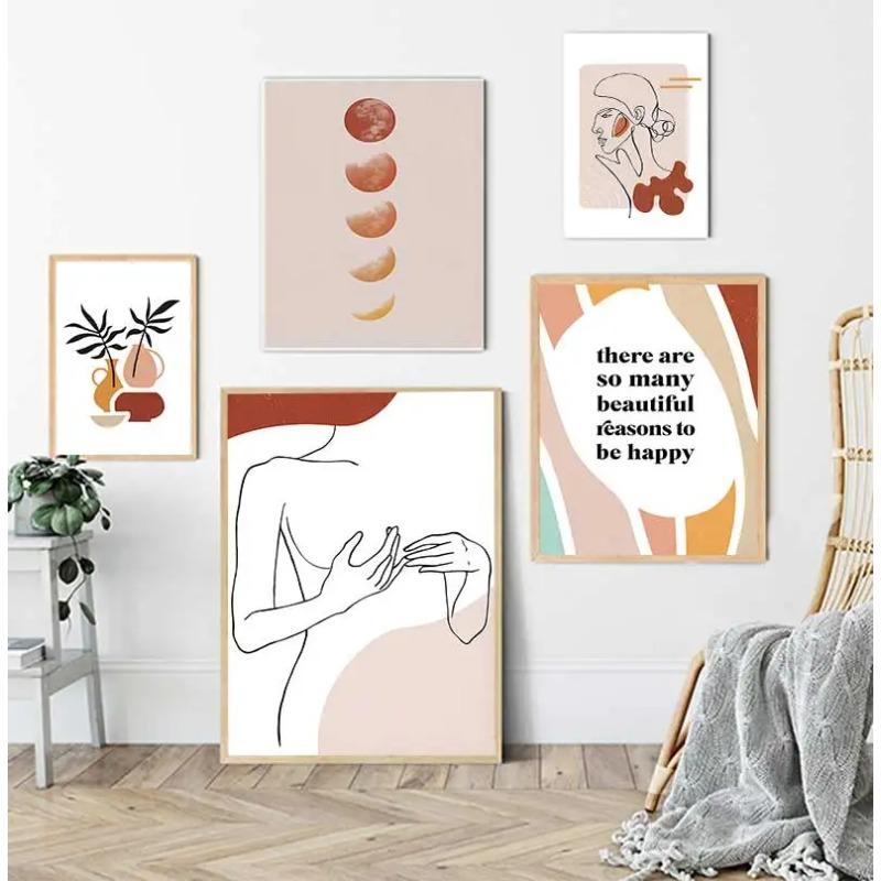 Abstract Matisse Body Line Posters Leaf Boho Black Beige Canvas Paintings Wall Art Print Picture Living Room Interior Home Decor