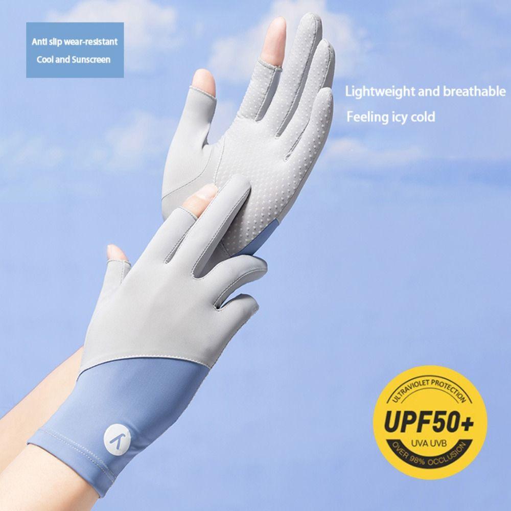 Anti-UV Ice Silk Gloves Touch Screen Sunscreen Gloves Fashion Mittens  Summer
