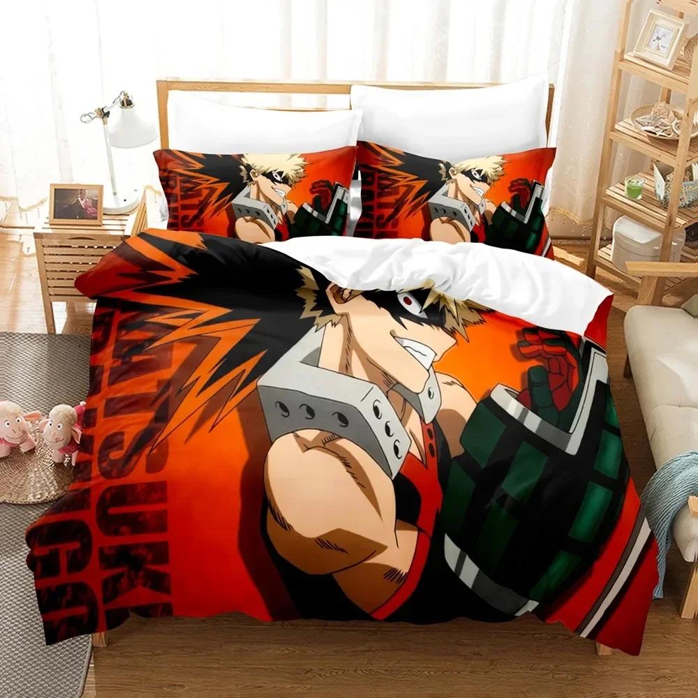 My Hero Academia Beding Set Japan Anime Printed Bed Linen Set With Pilowcase Soft Duvet Cover Soft Single Double Quen Super King-Sized Dimensionsd
