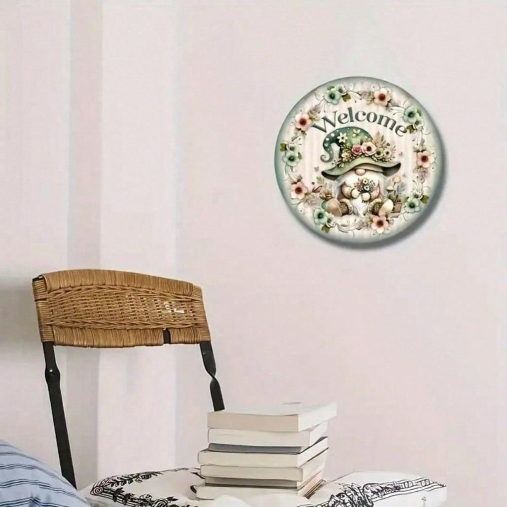 Rustic Welcome Gnome Wall Art Metal Sign Farmhouse Home Garden Porch Decor