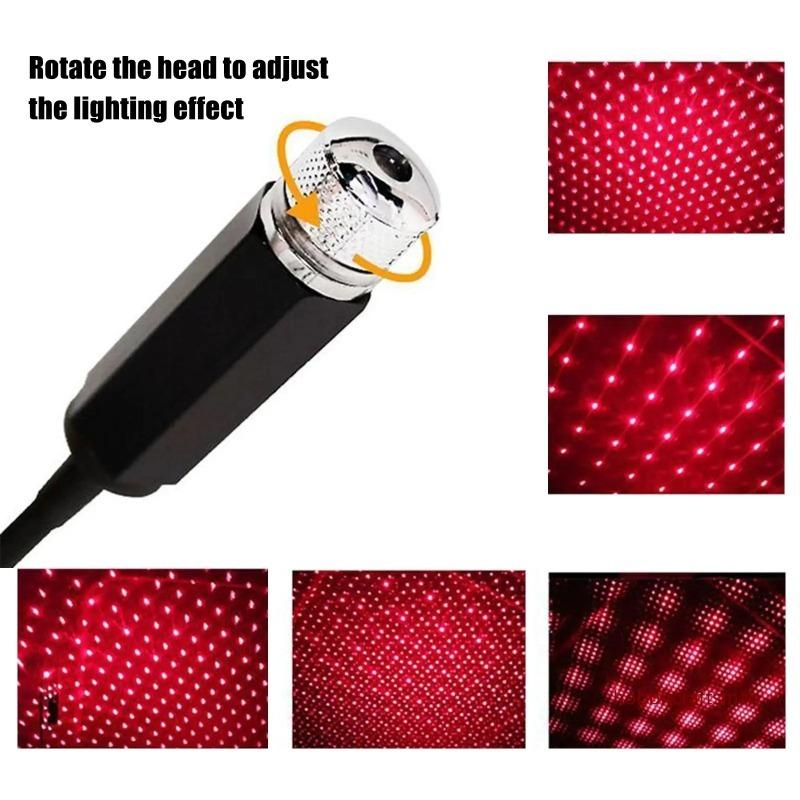 USB Star Projector Night Light LED Car Roof Starry Sky Atmosphere Lamp Portable Adjustable Decor for Auto Bedroom Party Ceiling