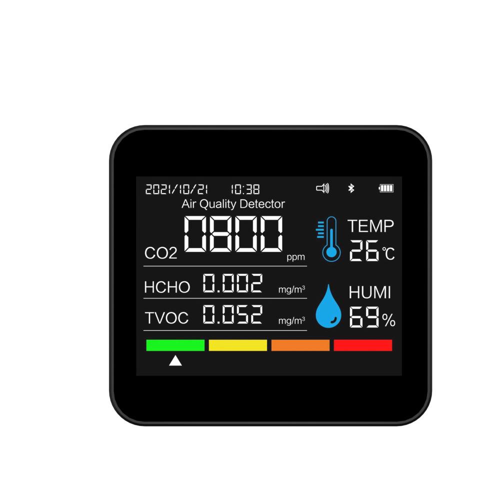 9-in-1 Bluetooth Air Quality Detector: CO2, PM2.5, Dust, TVOC, Formaldehyde