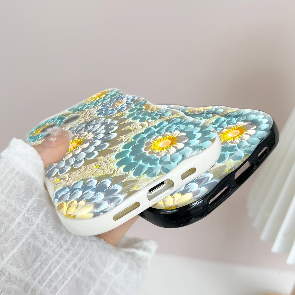 Roztomilý kreslený vzor s krémovou texturou Pouzdro s vlnitým okrajem, měkký silikonový kryt, pouzdro na telefon OPPO Reno Realme