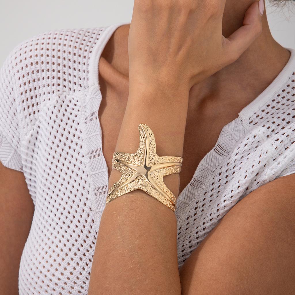 Ocean Wind Metal Pen Starfish Bracelet Bracelet Exaggerated Design Sense Open Bracelet Female