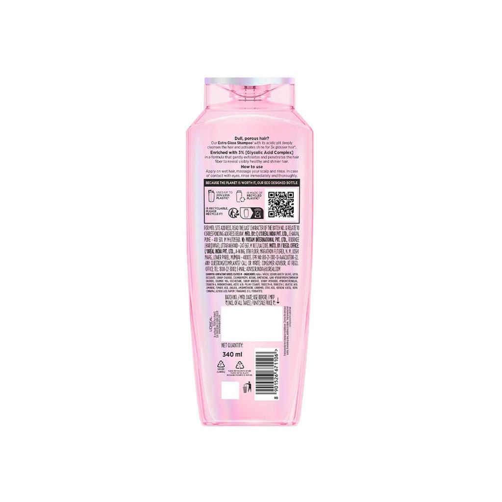 L’Oréal Paris Glycolic Gloss Shine Boosting Shampoo 340ml | powered by 3% Glycolic Acid | for dull hair