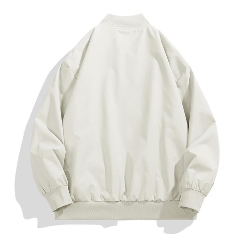 Minimalist Baseball Collar Waterproof Jacket Men Women with The Same Paragraph Spring and Autumn Trend of Loose Solid Color Versatile Casual Jacket