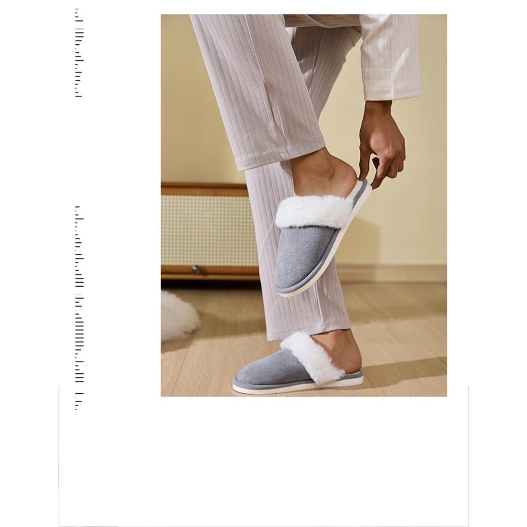 Autumn and Winter Fur Slippers for Home Use, Anti Slip and Warm Men's Slippers, Women's Slippers with Plush Soft Bottom and Warm Cotton Slippers