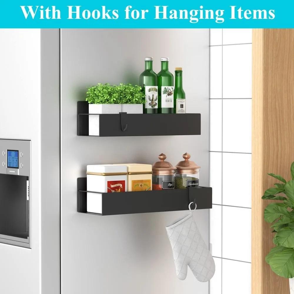 Durable Magnetic Spice Storage Rack Organizer Household Space Saving Refrigerator Shelf Metal Kitchen Hanging Basket