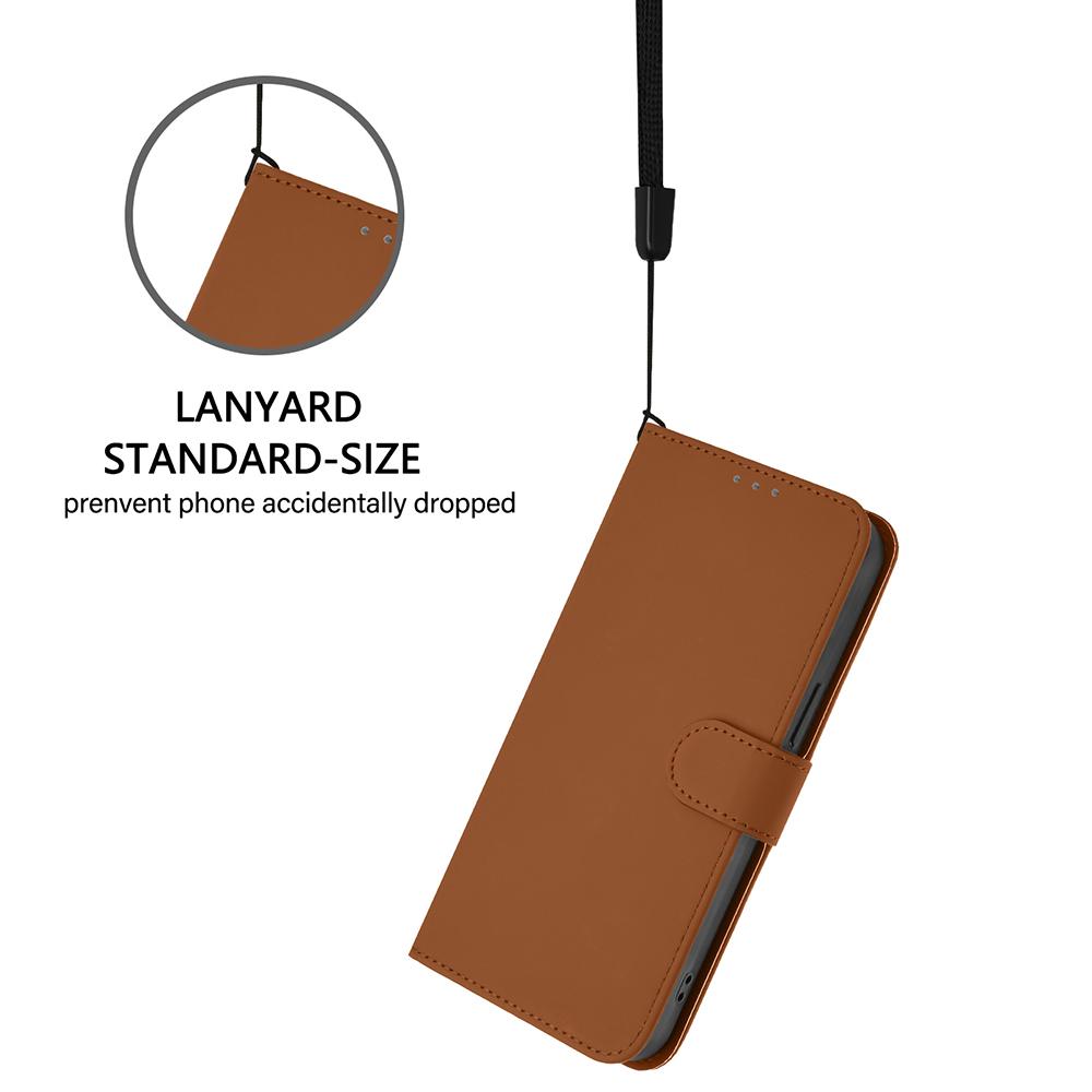 Solid Color Wallet Case for iPhone 16E 13 12 Mini 11 Pro Max XR SE 6 6S 7 8 Shockproof Kickstand Card Holder Strap Phone Cover