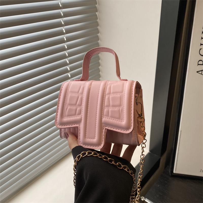 

New spring and summer fashion solid color small square bag trend high texture mini portable shoulder messenger bag women