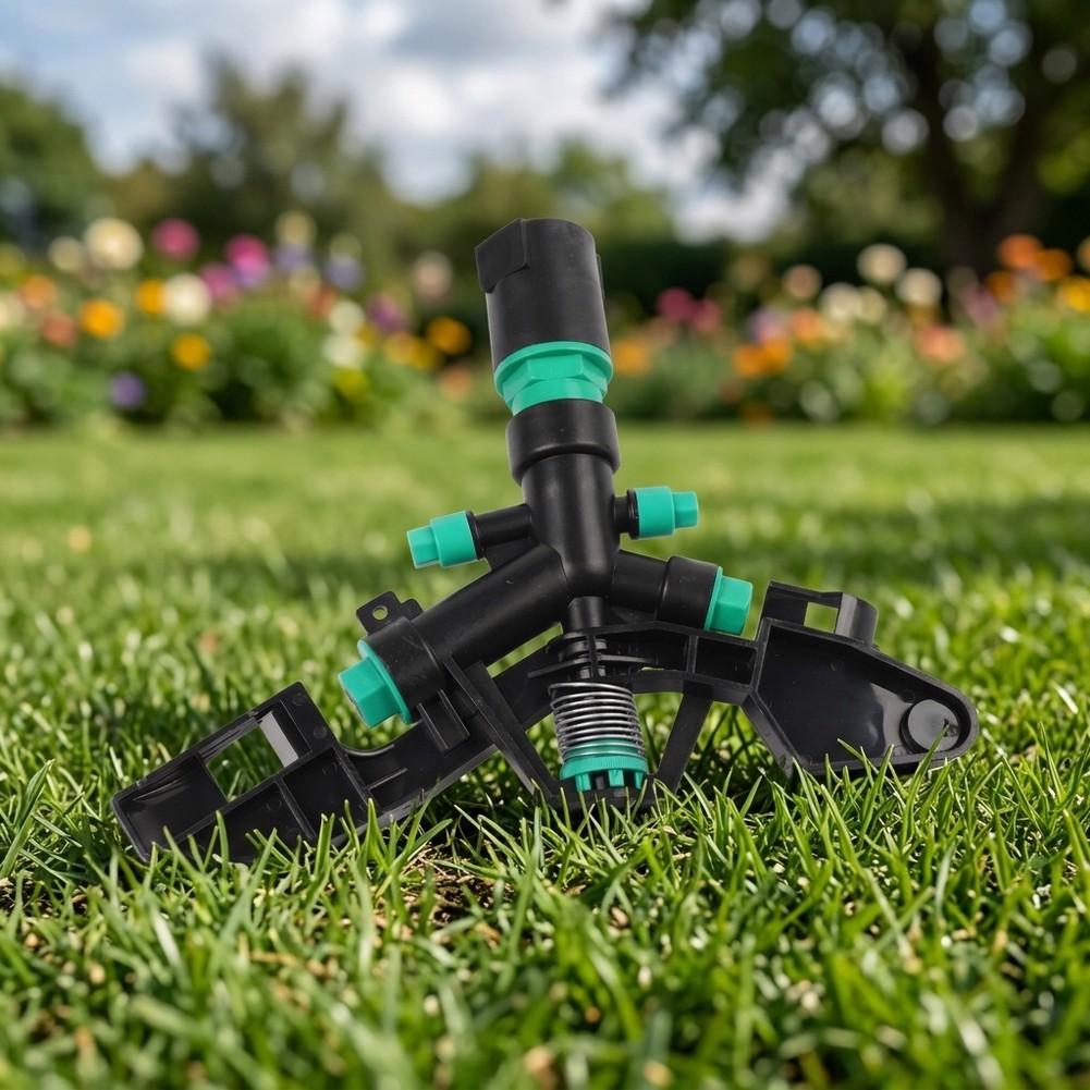 Adjustable Spray Garden Sprinkler 360-degree Distribution Efficient Water Coverage Lawn Maintenance Mechanical Rotation