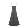 2026 Spring/Summer Black & Grey U-Neck Slim Dress with Spaghetti Straps