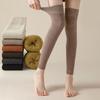 1 par de calentadores de piernas tejidos para mujer, para otoño e invierno, de vellón grueso que absorbe el sudor, cálidos, de color sólido, elásticos, por encima de la rodilla, calcetines de punto para botas altas para niñas