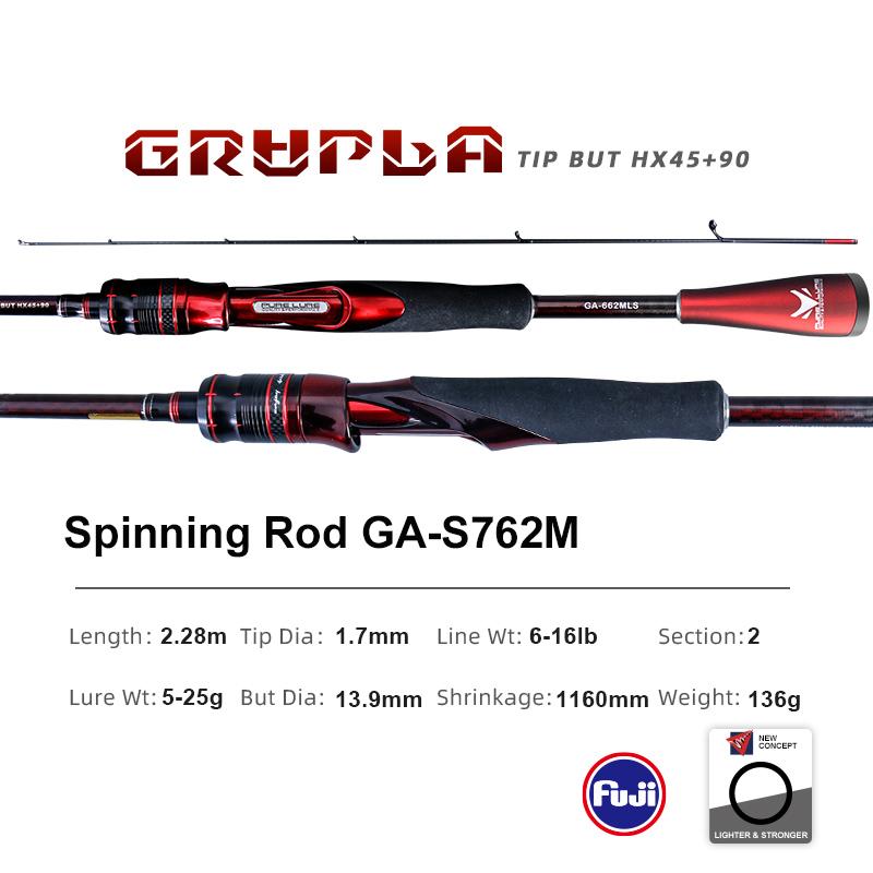 PURELURE GRUPLA Spinning Casting Rod High Carbon Universal Long Throwing Fishing Rod in FUJI Accessories Fast