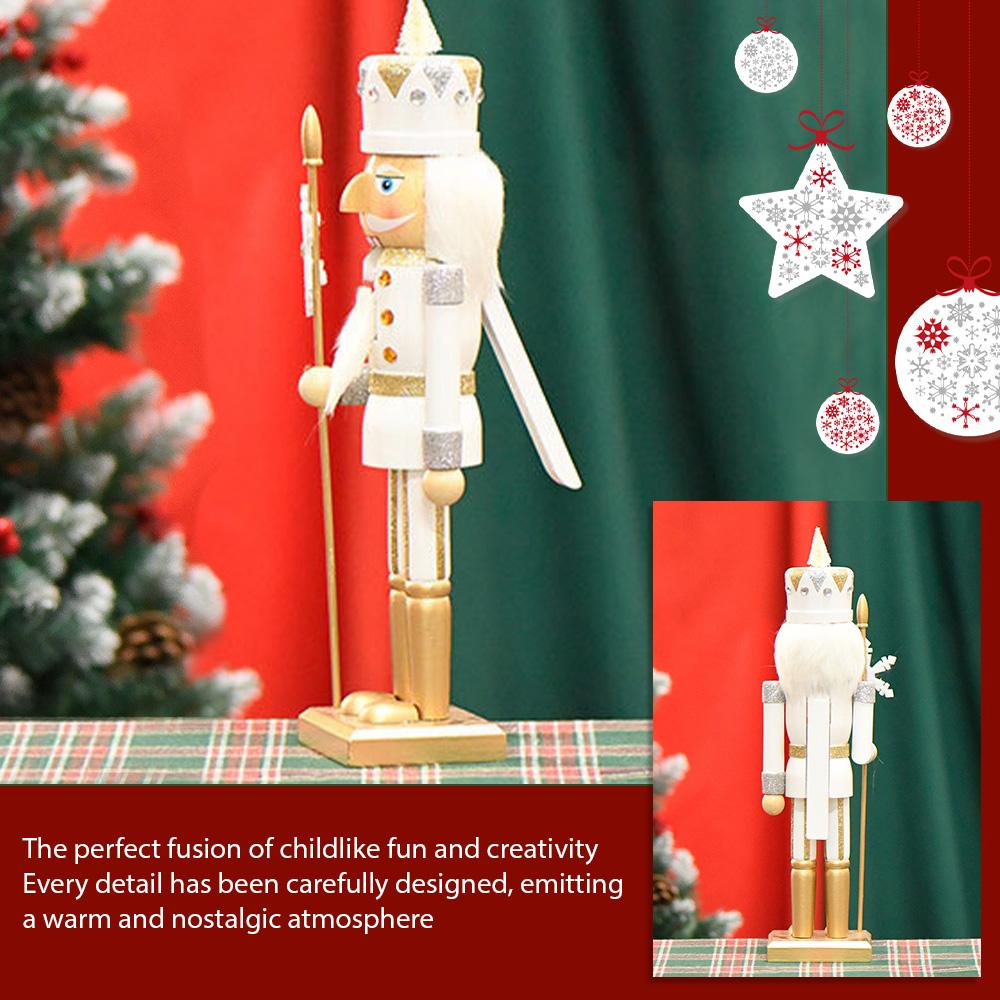 36CM 1Pcs Nutcracker gold snowflake walnut soldier solid wood Christmas decoration home living room tabletop crafts