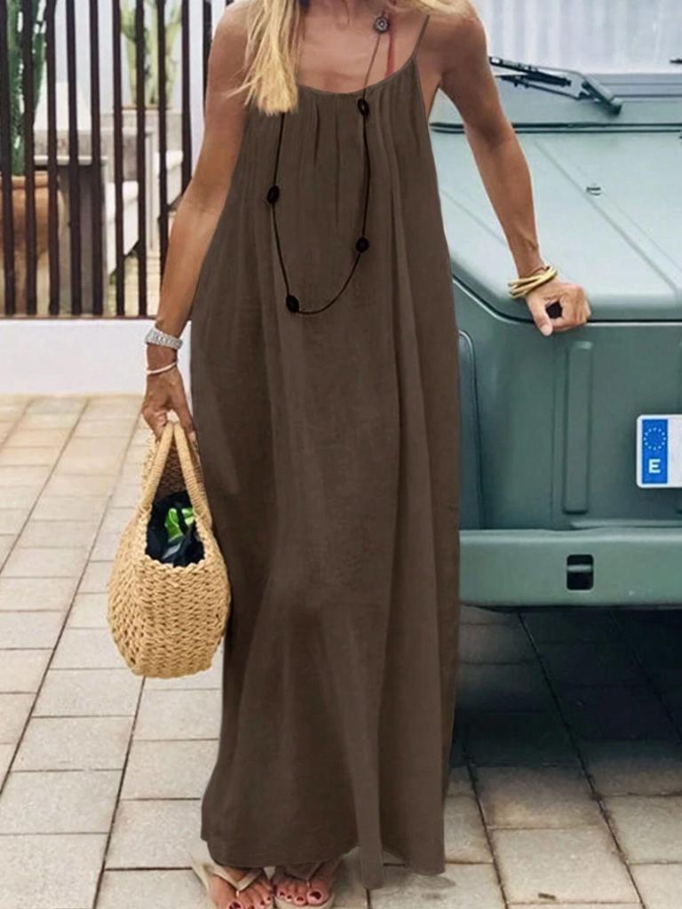 2025 European Summer Women's Bohemian Backless Spaghetti Strap Beach Dress
