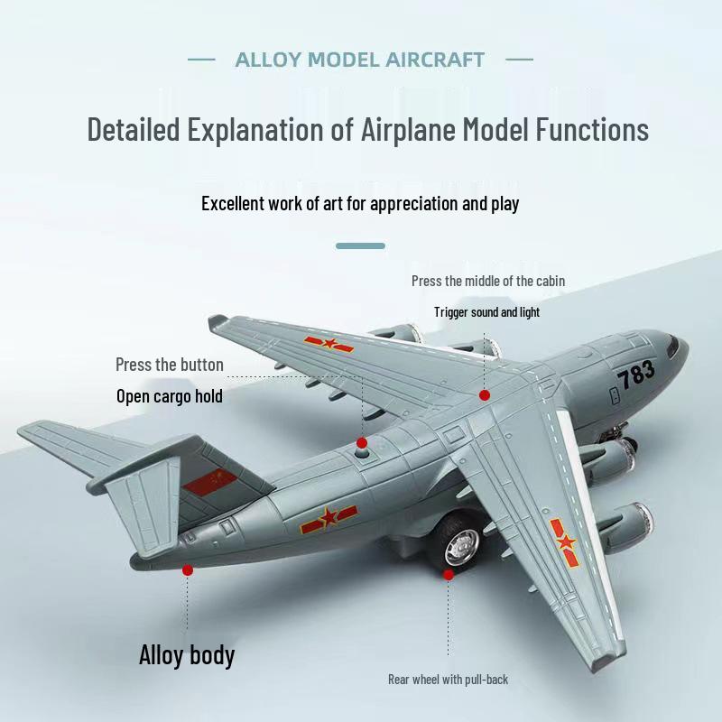 Cai Po Y-20 Military Transport Alloy Pull-Back Model 51406C