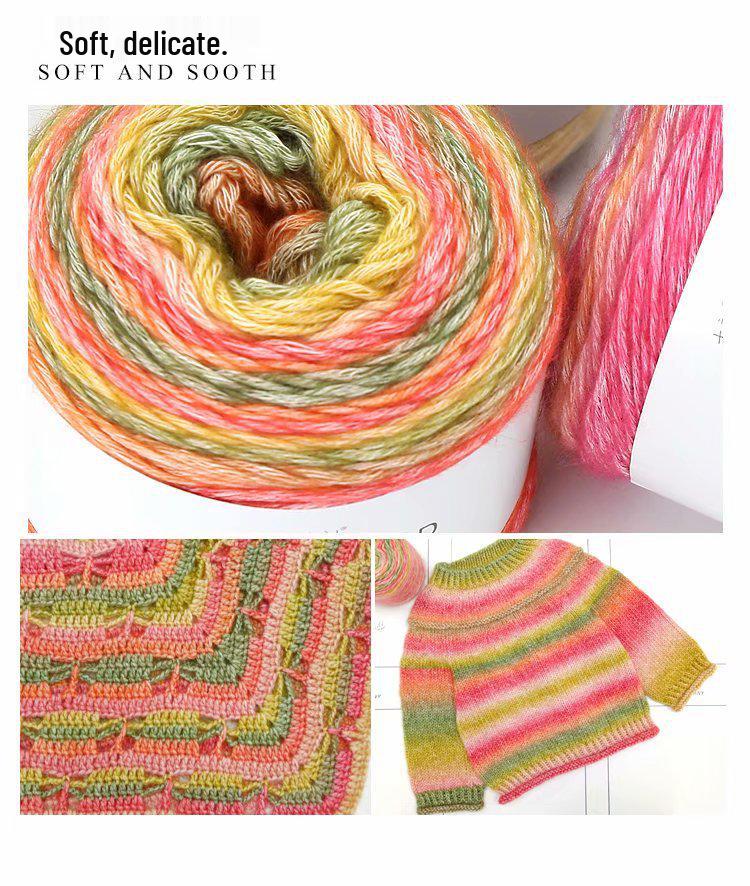 Verlaufsgarn Samt Baumwolle Kuchengarn für handgestrickte Schals, Tücher und Pullover