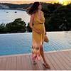Elegant Printed Women Dress Beach Sleeveless V-neck Split Long Dresses Female Summer Fashion Tie Dye Holiday Lady Robe