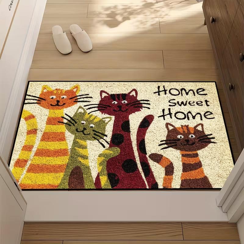 A Delicate Cat'S Sweet Home Entrance Mat, Suitable for Indoor Entryway Decoration,Perfect for Enhancing Your Living Space!