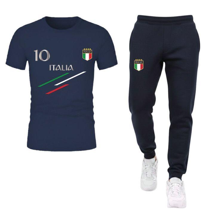 Ensemble foot homme Style Italie - Maillot & Jogging léger - Collection Printemps / Été - - Bleu