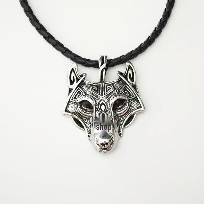 Viking Celtic Wolf Head Rune Necklace for Men - Norse Mythology Amulet Jewelry