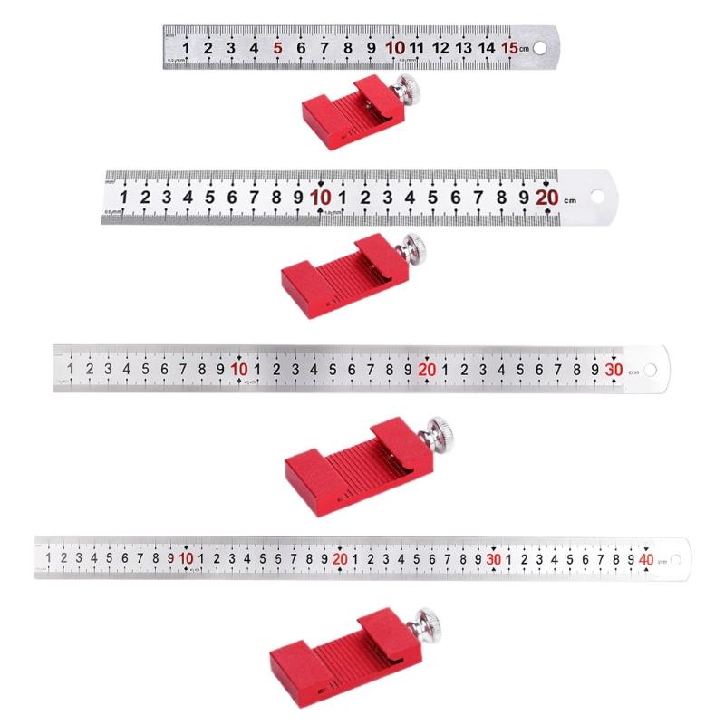 15/20/30/40cm Metal Measuring Marking Gauge with Slide Stop Carpentry Square Woodworking Tools Carpenter Scribing Ruler