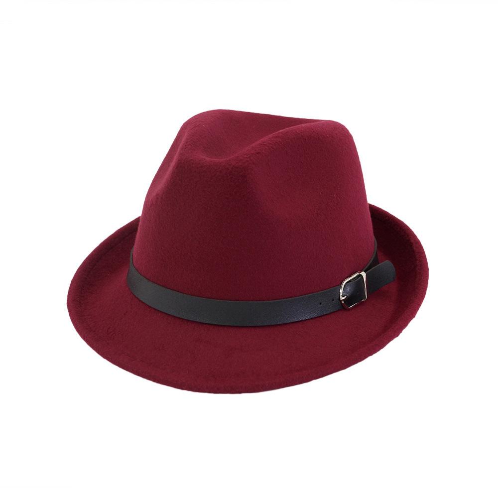 Yuhong Bowler Derby Wool Felt Fedora Hat Short Brim Jazz Hat With Belt