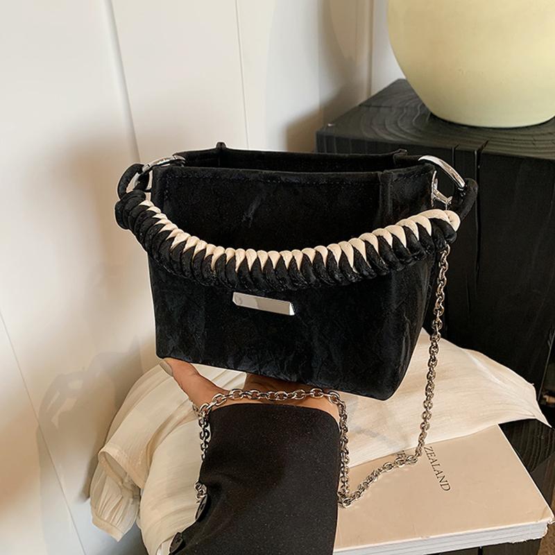 

Модные повседневные универсальные ручные сумки-ведра для женщин, однотонные студенческие мини-сумки через плечо с цепочкой для женщин, рабочие мобильные сумки Mini(Max Length<20cm)