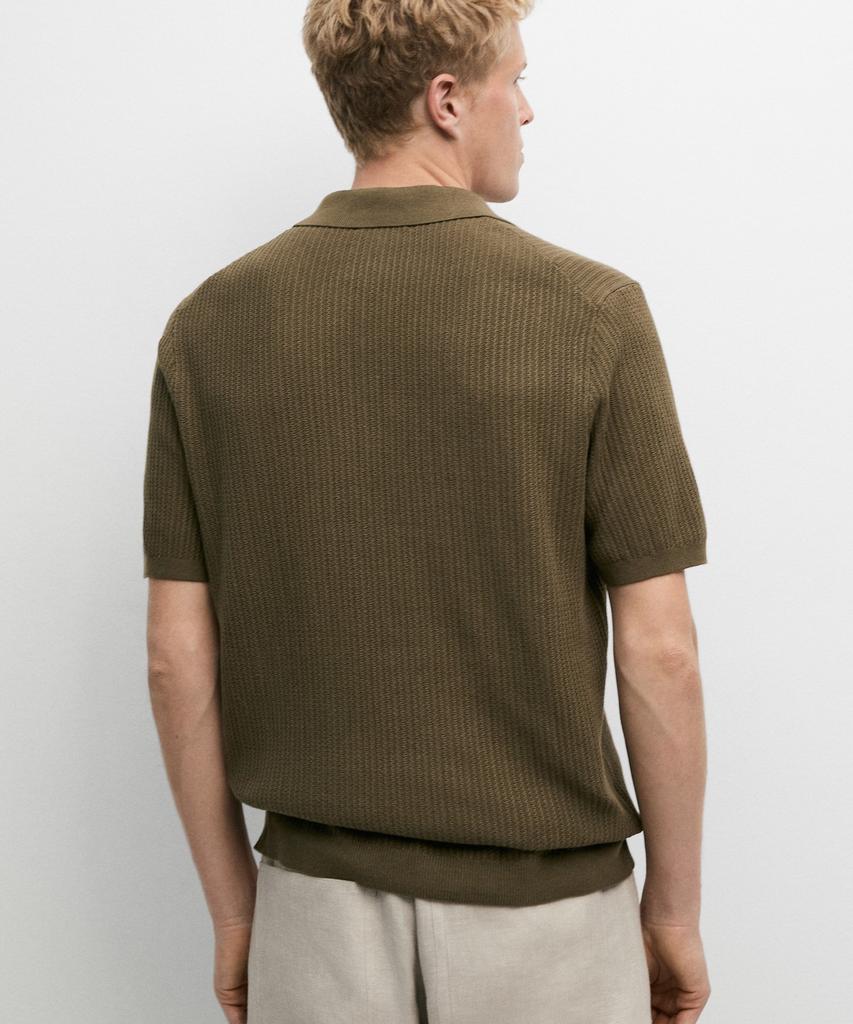 Masimodutti 100% Cotton Textured Knit Jersey Polo