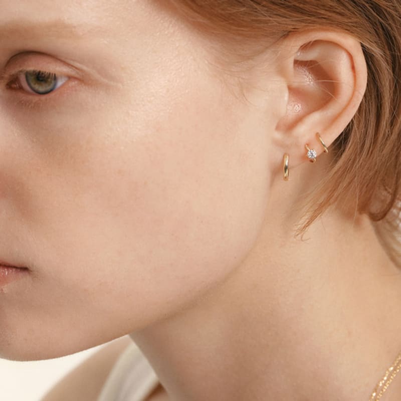 LUNNE 14k 1-Part Wrap Diamond Loop Single Earrings (14k Gold) #LDIAE03