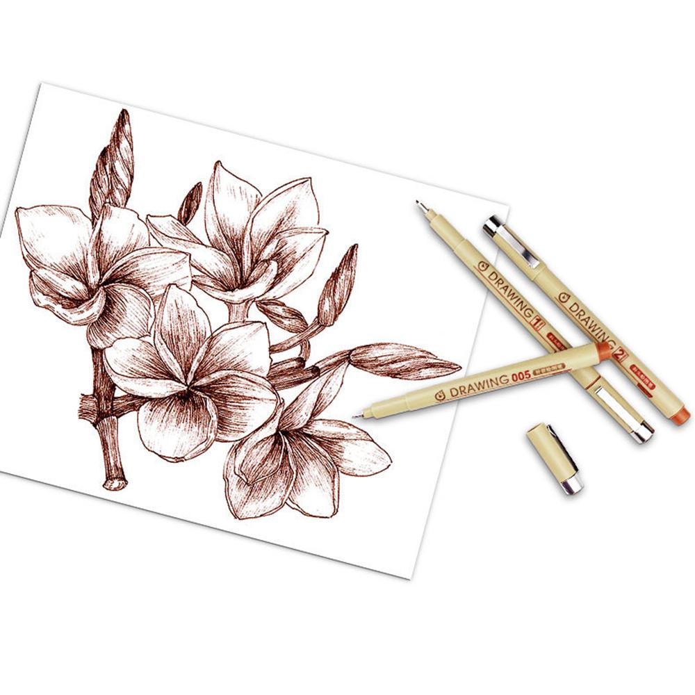 Kit 12pcs Brown Color Fineliner Markers For Animation Drawing, Waterproof Brown Fine Tip Pen
