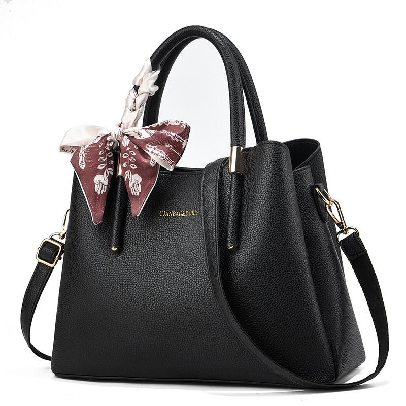 Fashionable Mom s Bag 2024 With Silk Scarf Chic Pu Handbag And Crossbody Design Available In Black Wine And Cream Black