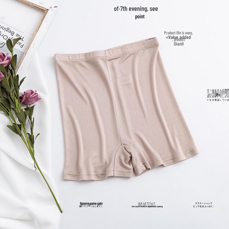 Tangge Women's Mid-Waist Mulberry Silk Boxer Briefs - Comfortable Silk Base Layer Panties