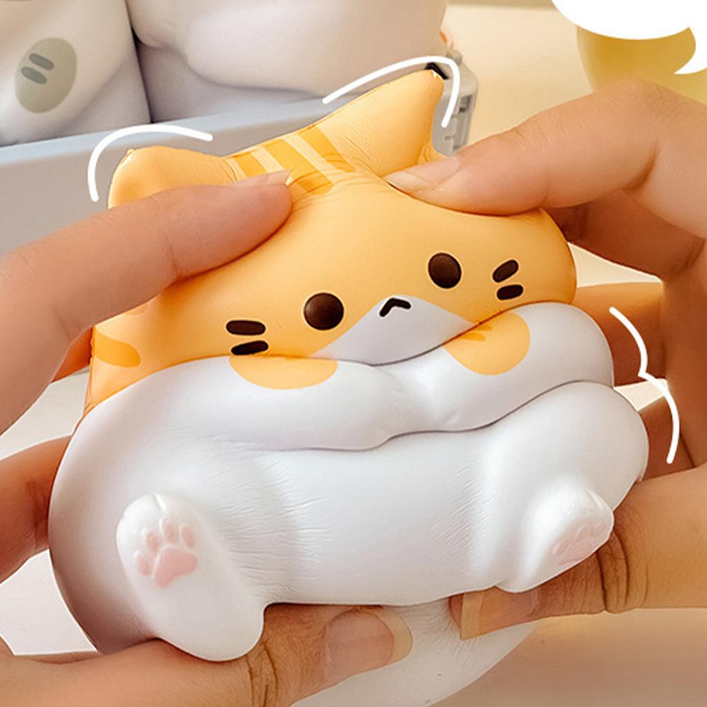 Squeeze Toy Cute Cat Style Safe Soft PU Slow Resilience Decorative Bright Squishes Toy for Family Office Travel Yellow