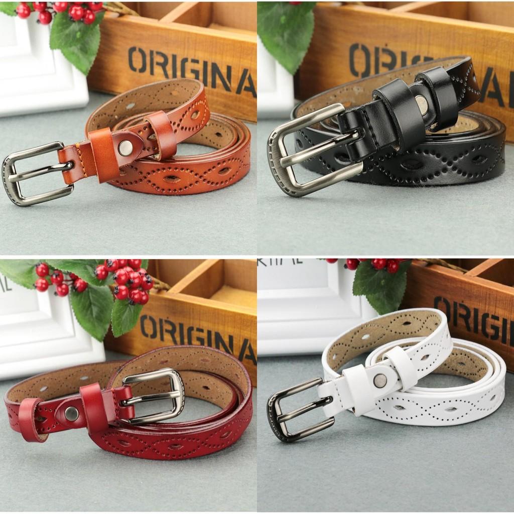 Leaf Genuine Graphic Leather Women Waist Belt Retro Pin Closure Daily Decoration