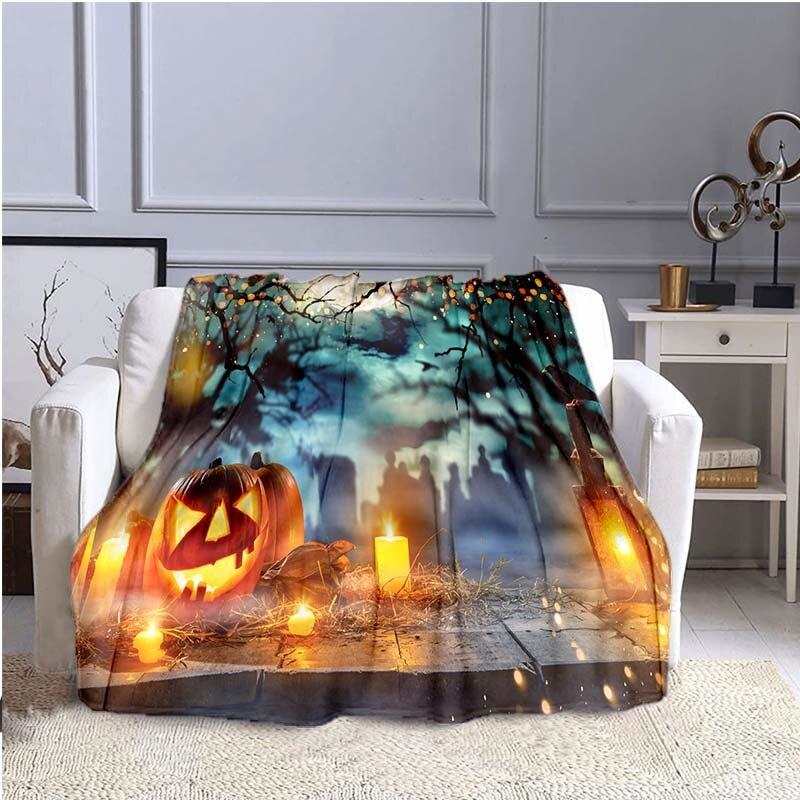 Halloween Horror Pumpkin Huanted House 3D Print Blanket Sofa Bed Blanket Super Soft Warm  Blanket Cover Fleece Throw Blanket