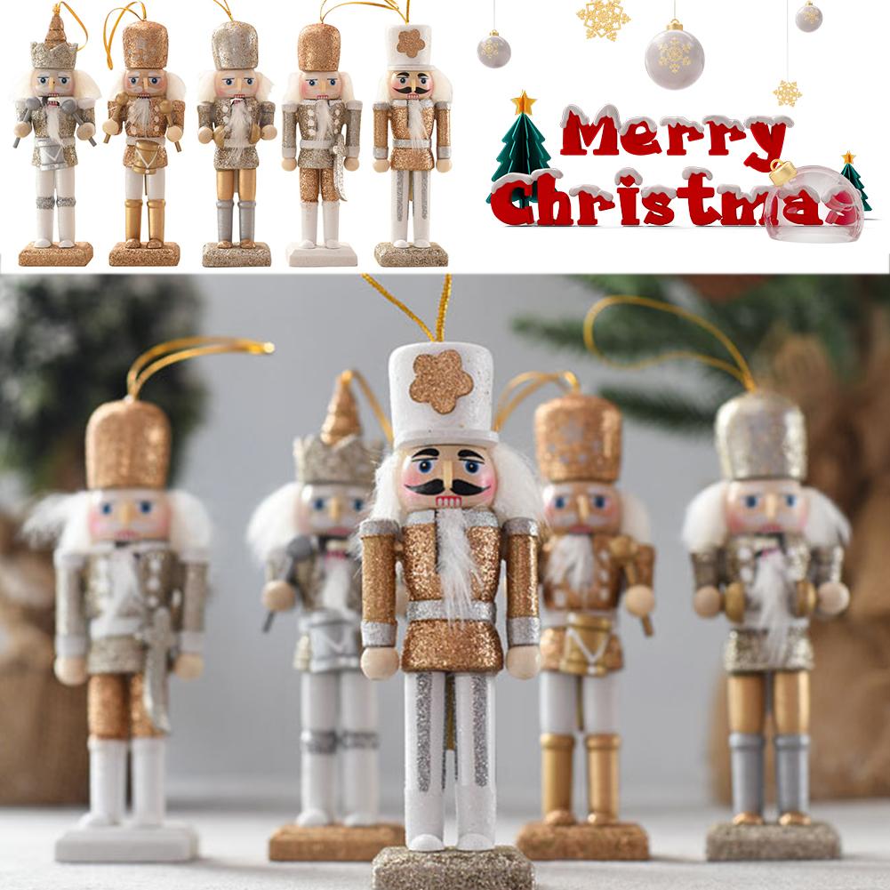 5 Pcs Wooden Nutcracker Soldier Christmas Decoration Christmas Nutcracker Figures Ornaments for Christmas Tree Figures Gifts