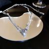 European and American Ins Cold Wind Artificial Opal Necklace Casual Sweet and Cool Personality Sweater Chain Collarbone Chain Necklace Decowomen